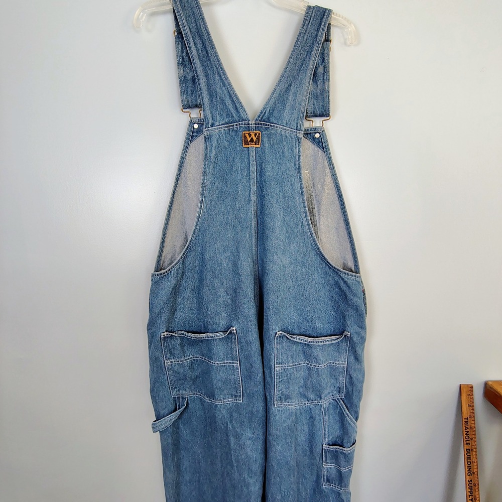 Walls Vintage Denim Overalls Mens 42x34 Medium Wash Workwear Carpenter T94030 DB - Picture 7 of 9